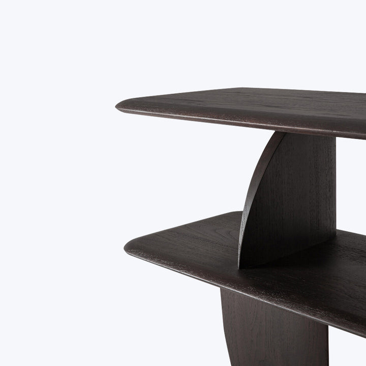 Geometric Sofa Console Teak Brown