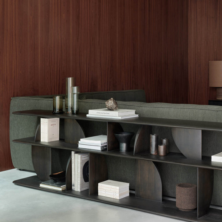 Geometric Sofa Console Teak Brown