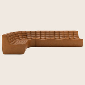 N701 Modular Leather Round-Corner Sectional Left Facing / 6-Seater / Old Saddle - hover