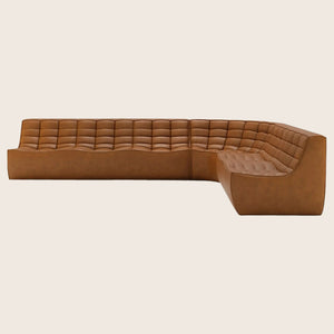 N701 Modular Leather Round-Corner Sectional Left Facing / 6-Seater / Old Saddle - hover