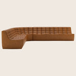 N701 Modular Leather Round-Corner Sectional Left Facing / 6-Seater / Old Saddle