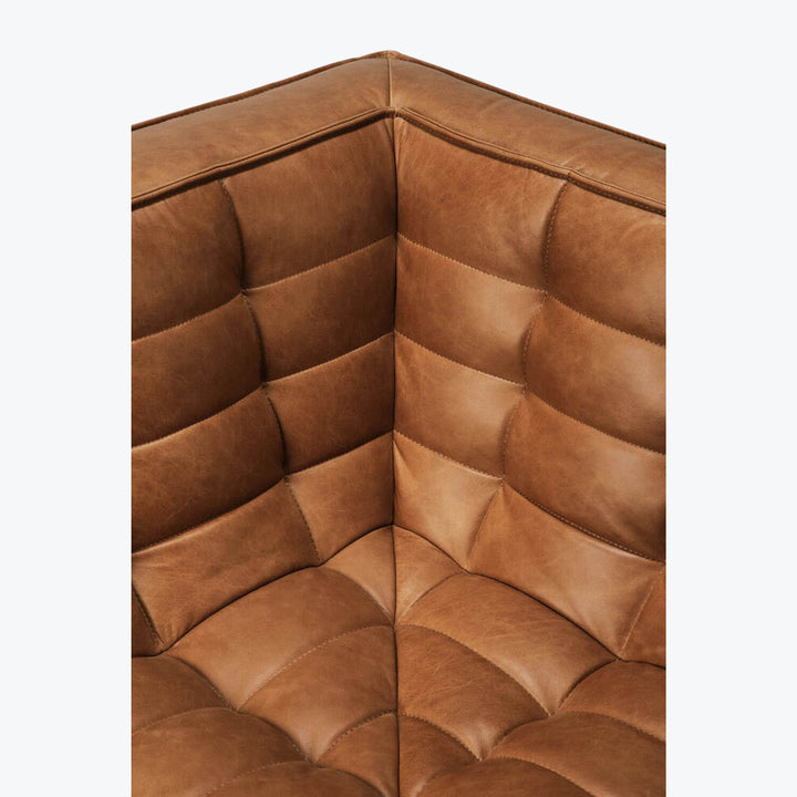 N701 Modular Leather Square-Corner Sectional Right Facing / 4-Seater / Old Saddle