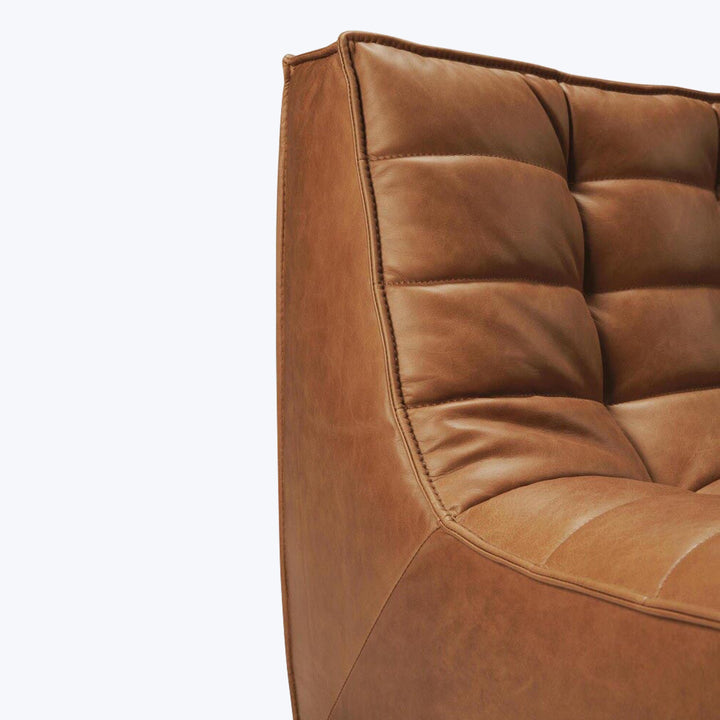N701 Modular Leather Square-Corner Sectional Right Facing / 4-Seater / Old Saddle