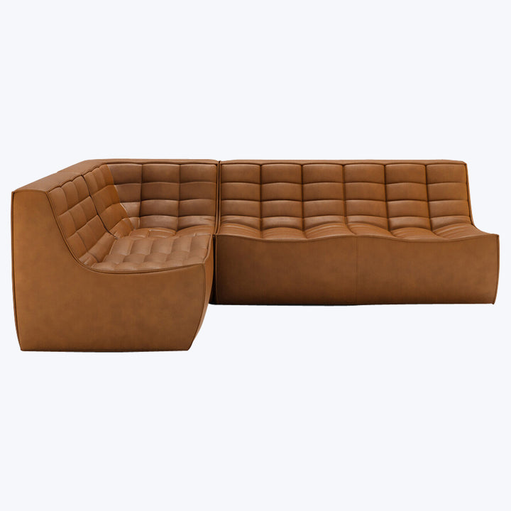 N701 Modular Leather Square-Corner Sectional Left Facing / 4-Seater / Old Saddle