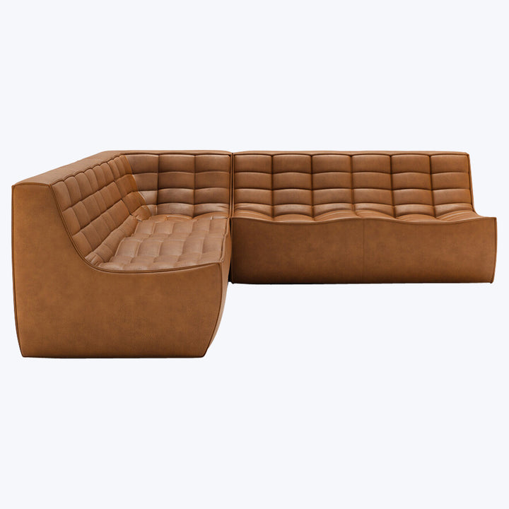 N701 Modular Leather Square-Corner Sectional Left Facing / Symmetrical 5-Seater / Old Saddle