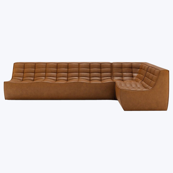 N701 Modular Leather Square-Corner Sectional Right Facing / Asymmetrical 5-Seater / Old Saddle