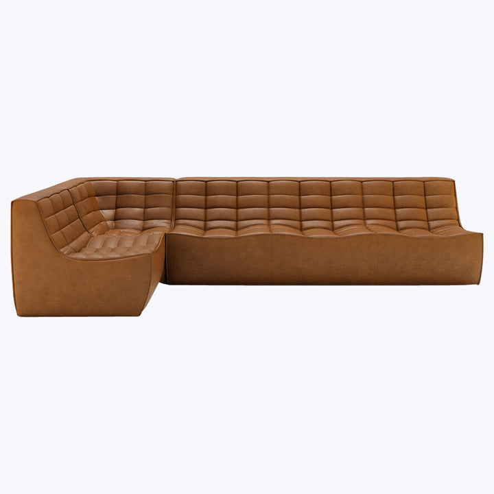 N701 Modular Leather Square-Corner Sectional Left Facing / Asymmetrical 5-Seater / Old Saddle