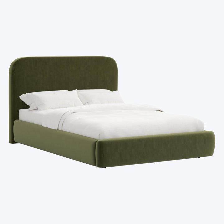 Emme Tall Platform Bed Twin / Titan Performance Velvet Moss
