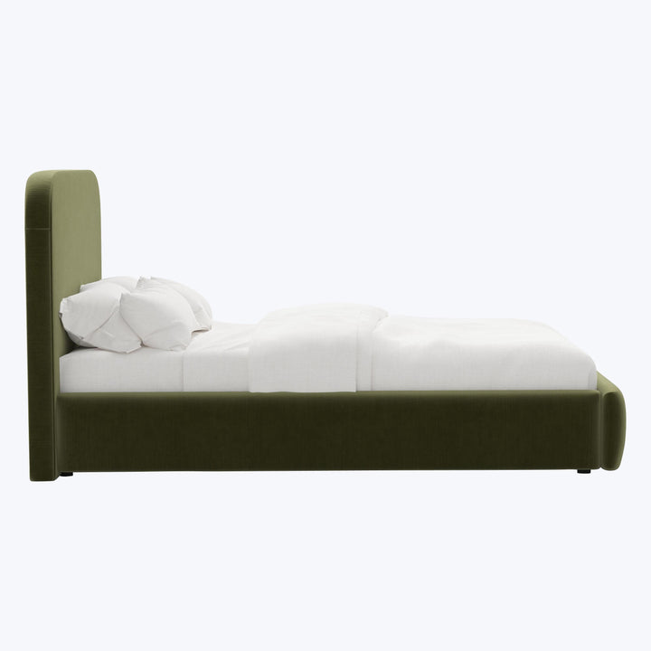 Emme Tall Platform Bed Twin / Titan Performance Velvet Moss