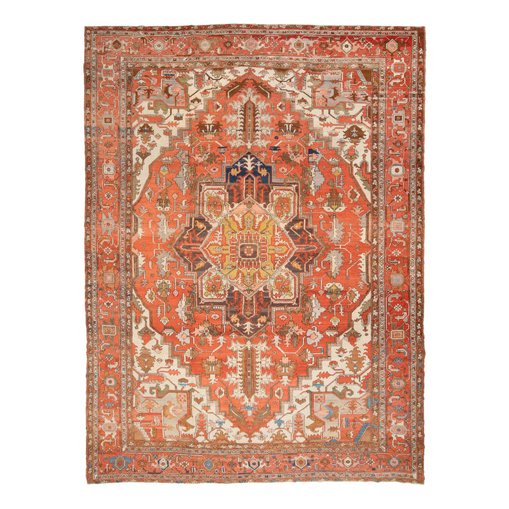 Antique Traditional Heriz Wool Rug - 11'10" x 17'2"