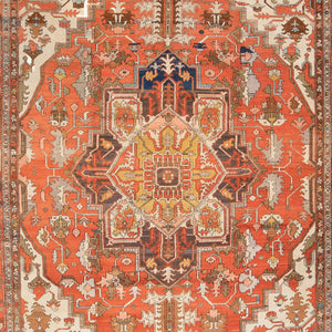 Antique Traditional Heriz Wool Rug - 11'10" x 17'2" - hover