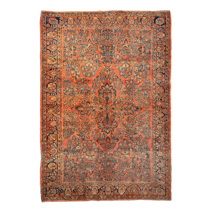 Antique Traditional Sarouk Wool Rug - 6'4" x 9'