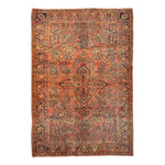 Antique Traditional Sarouk Wool Rug - 6'4" x 9'