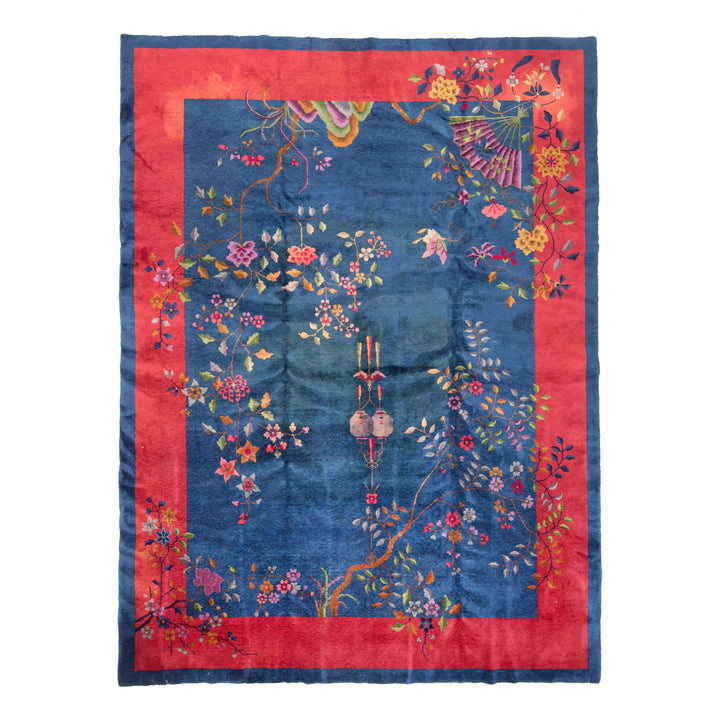 Antique Traditional Chinese Essiewash Wool Rug - 8'10" x 11'5"