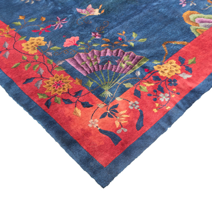 Antique Traditional Chinese Essiewash Wool Rug - 8'10" x 11'5"