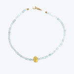 Blue Topaz + 18Kt Oval Beaded Bracelet