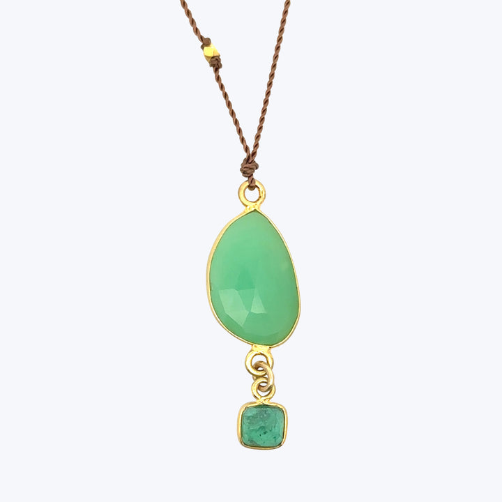 Chrysoprase + Emerald Kingfisher Necklace