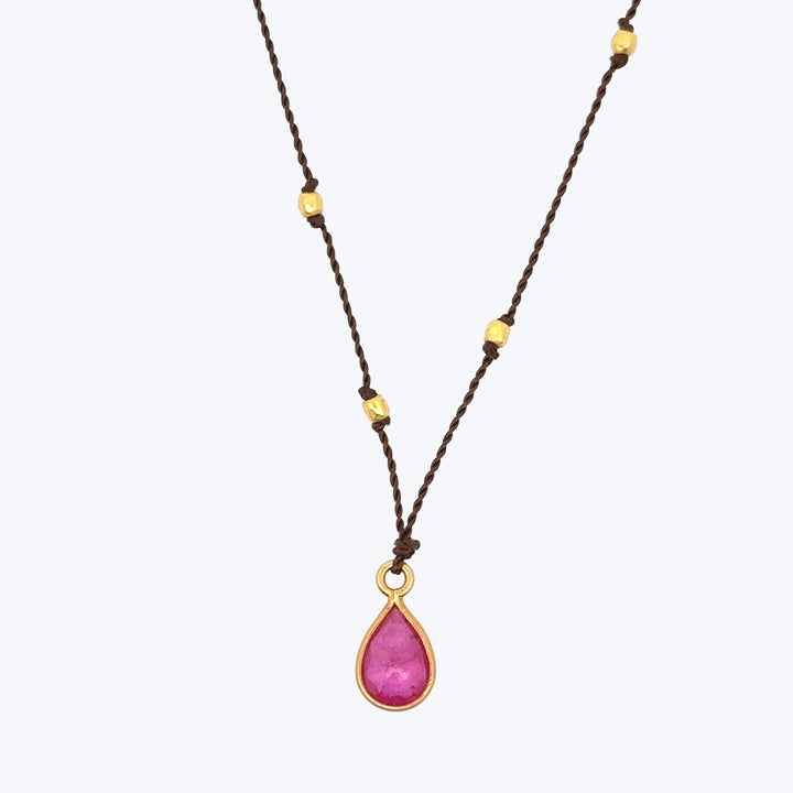 Ruby Necklace With Scattered 18Kt Gold Beads
