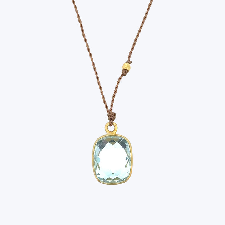 Lark Rectangular Blue Topaz Necklace