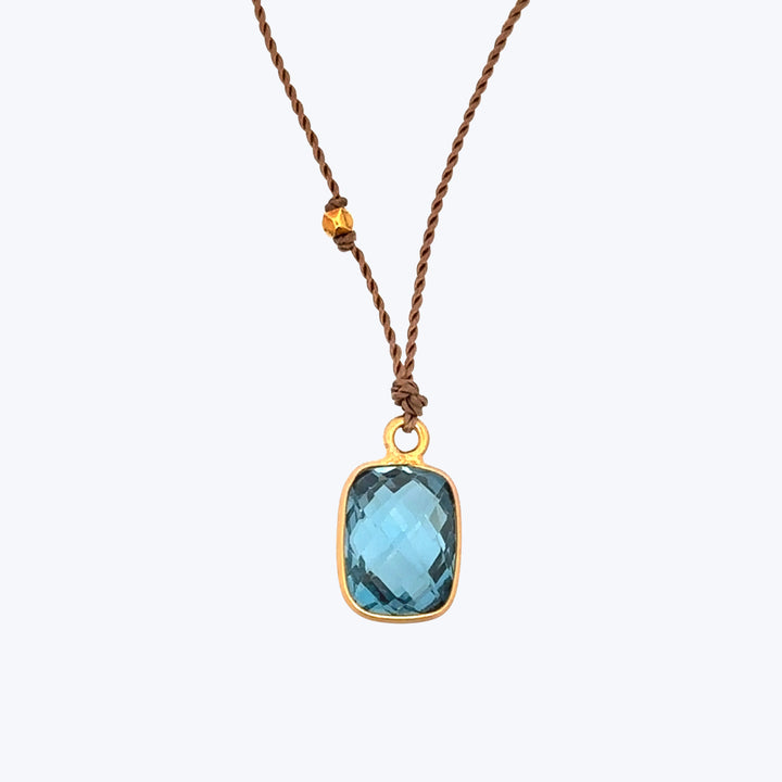 Lark Rectangulare London Blue Topaz Necklace