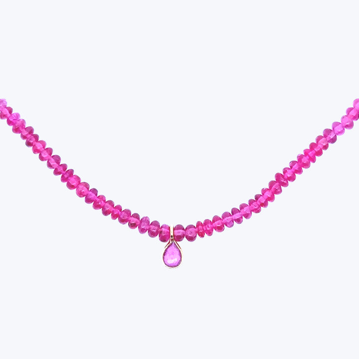 Pink Spinel + Sapphire Beaded Dove Necklace