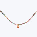 Watermeleon Tourmaline + Sapphire Beaded Dove Necklace