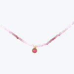 Pink Sapphire + Red Sapphire Beaded Dove Necklace