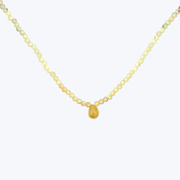 Multicolored Sapphire + Yellow Diamond Briolette Beaded Dove Necklace