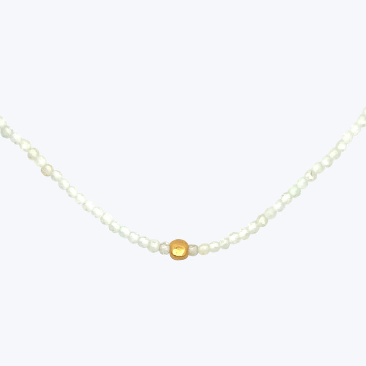 Lemon Topaz + 18Kt Gold Hexagon Beaded Dove Necklace