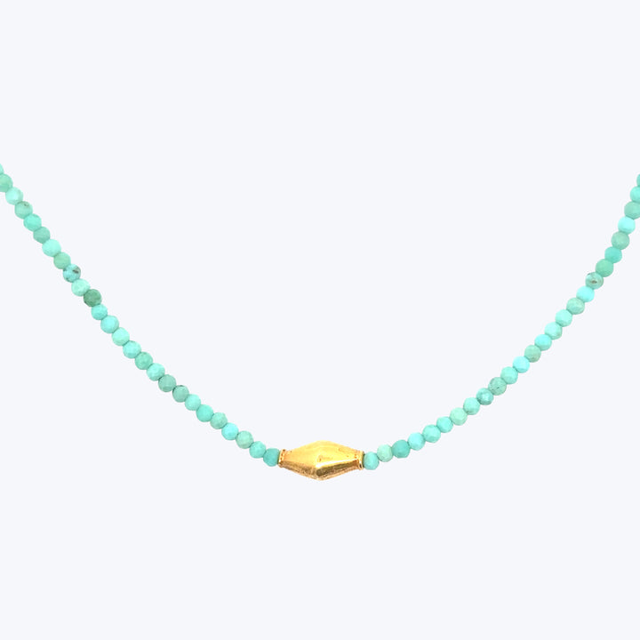 Turquoise + 18kt Tapered Beaded Dove Necklace