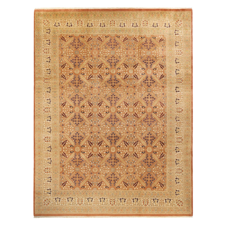 Brown Traditional Mogul Wool Rug - 10'3" x 13'4"