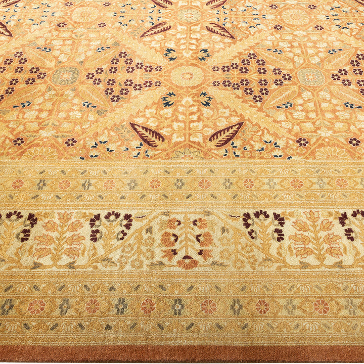 Brown Traditional Mogul Wool Rug - 10'3" x 13'4"