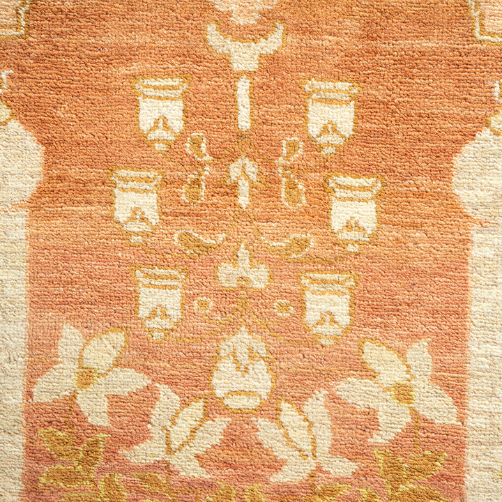 Pink Traditional Mogul Wool Rug - 10'5" x 13'6"