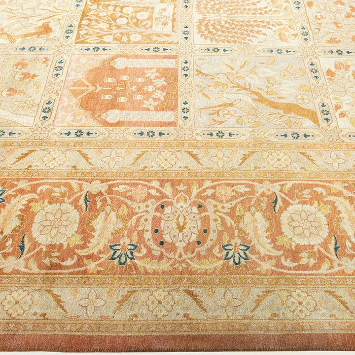Pink Traditional Mogul Wool Rug - 10'5" x 13'6"