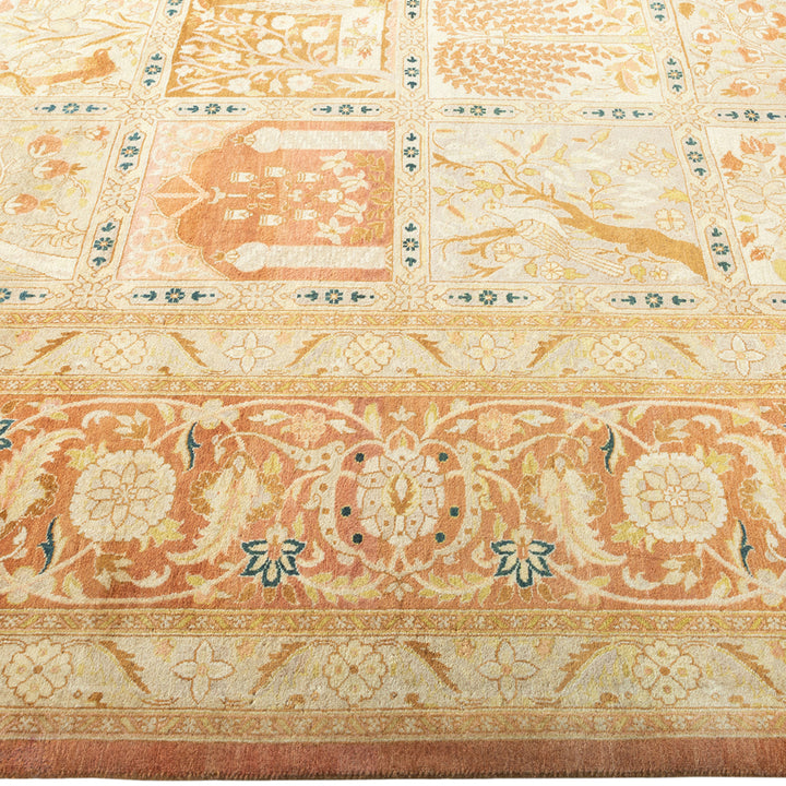 Pink Traditional Mogul Wool Rug - 10'5" x 13'6"