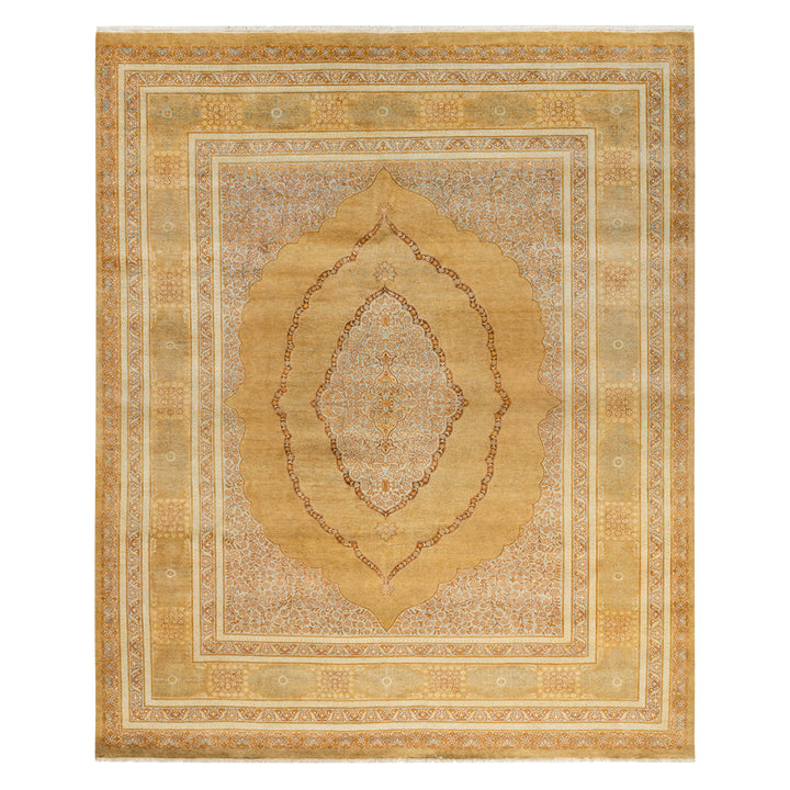 Yellow Traditional Mogul Wool Rug - 8'1" x 9'8"