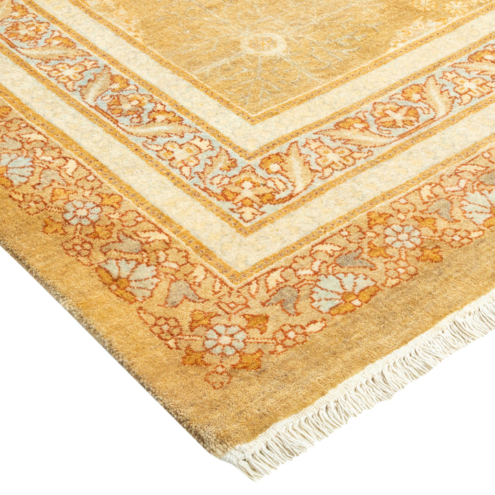 Yellow Traditional Mogul Wool Rug - 8'1" x 9'8"