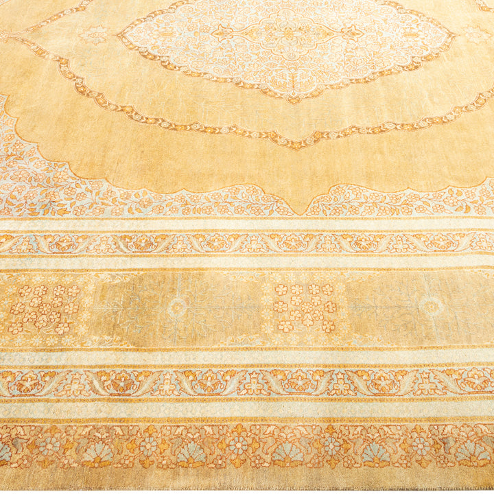 Yellow Traditional Mogul Wool Rug - 8'1" x 9'8"