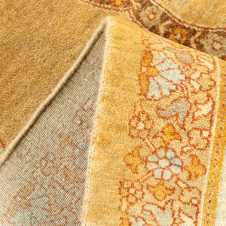 Yellow Traditional Mogul Wool Rug - 8'1" x 9'8"