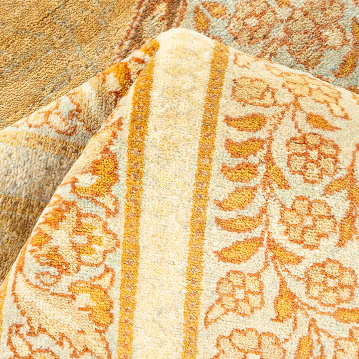 Yellow Traditional Mogul Wool Rug - 8'1" x 9'8"