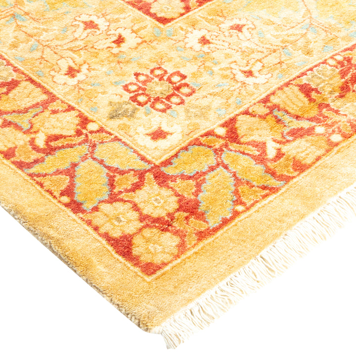 Yellow Traditional Mogul Wool Rug - 8'2" x 10'4"