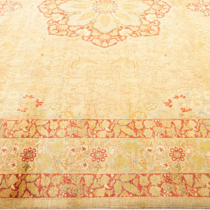 Yellow Traditional Mogul Wool Rug - 8'2" x 10'4"