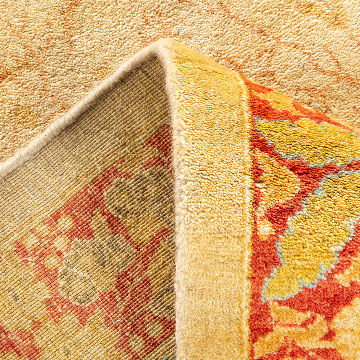 Yellow Traditional Mogul Wool Rug - 8'2" x 10'4"