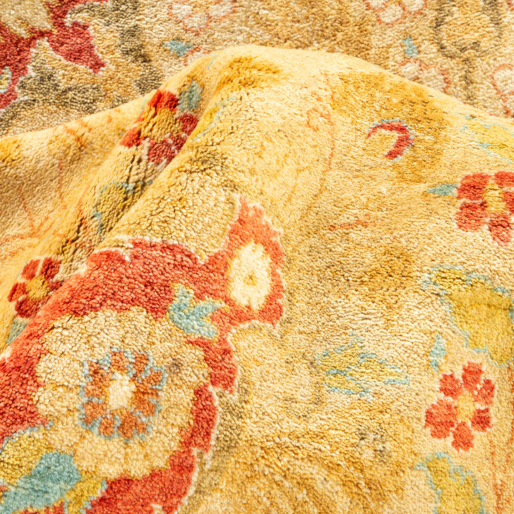 Yellow Traditional Mogul Wool Rug - 8'2" x 10'4"