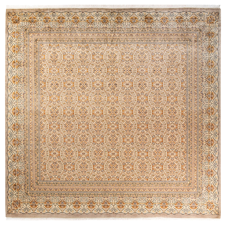 Ivory Traditional Mogul Wool Rug - 9'4" x 10'1"