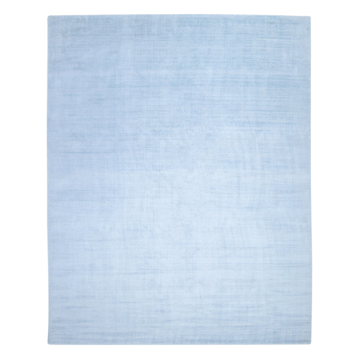 Light Blue Solid Art Silk Blend Rug 9' x 12'