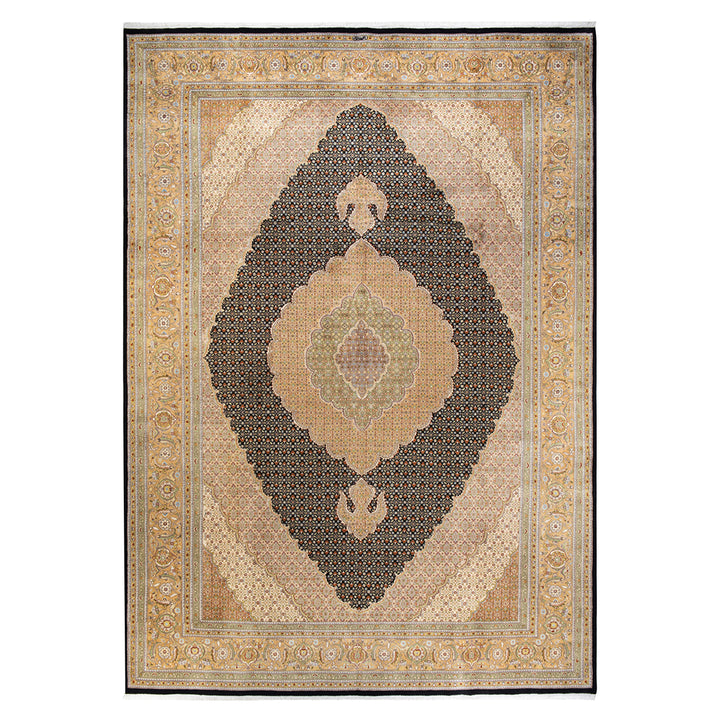 Black Traditional Mogul Wool Rug - 10'2" x 14'10"