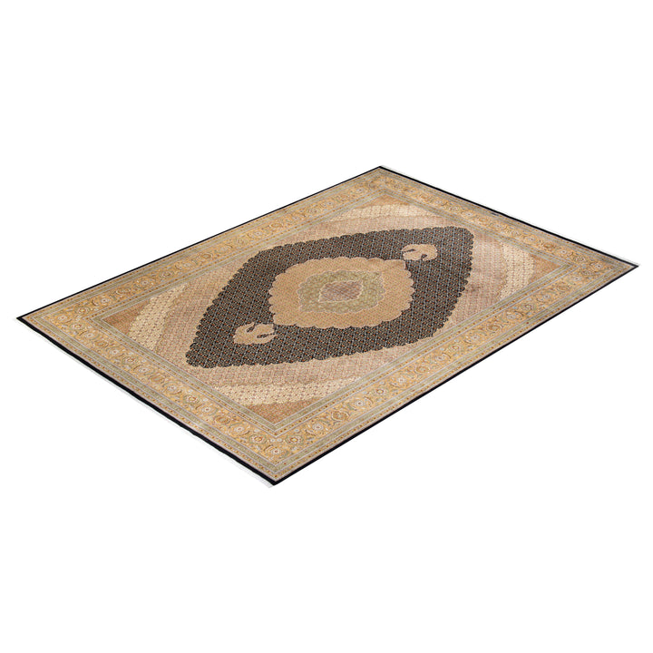Black Traditional Mogul Wool Rug - 10'2" x 14'10"