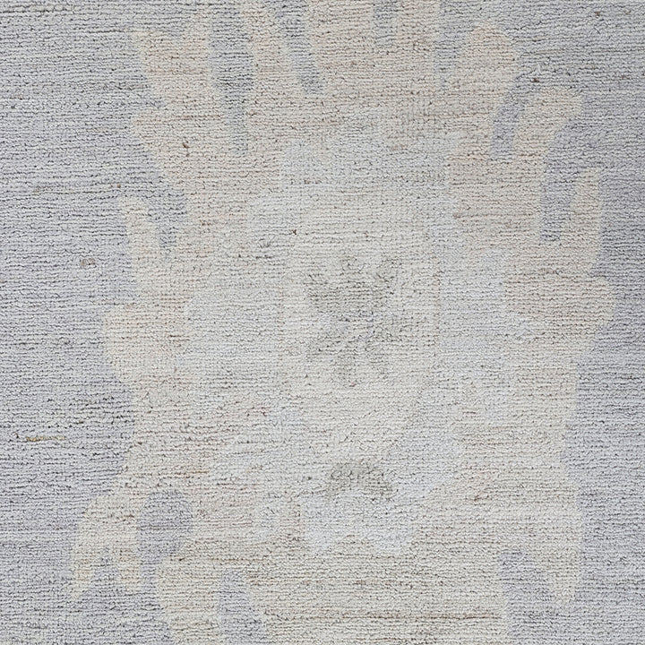 Light Grey Traditional Oushak Wool Rug - 9' x 11'9"