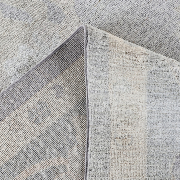 Light Grey Traditional Oushak Wool Rug - 9' x 11'9"
